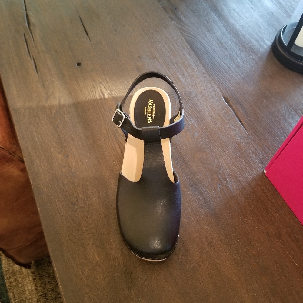 Swedish Hasbeens Clogs T-strap black 39 (8) new
